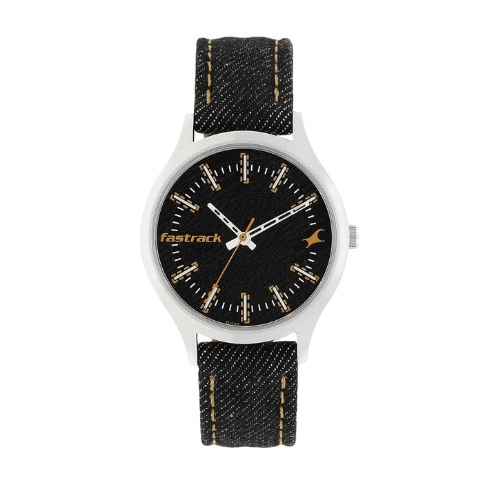 Fastrack Black Dial Black Denim Strap Watch 6180SL02