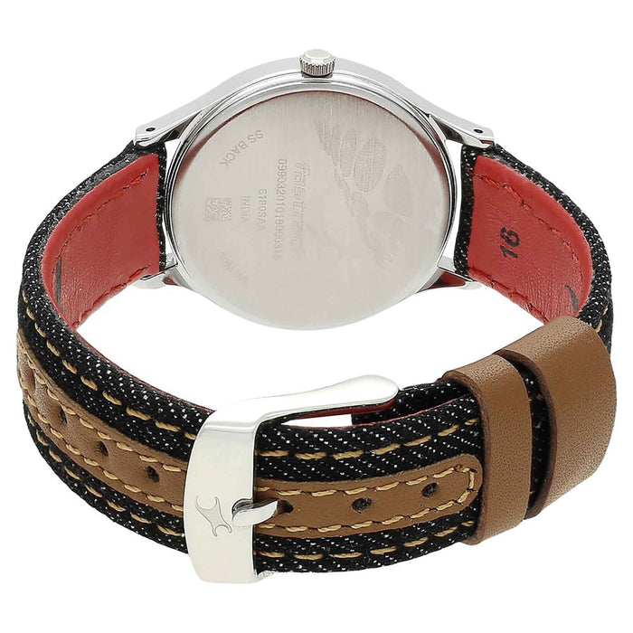 Fastrack Black Dial Black Denim Strap Watch 6180SL02