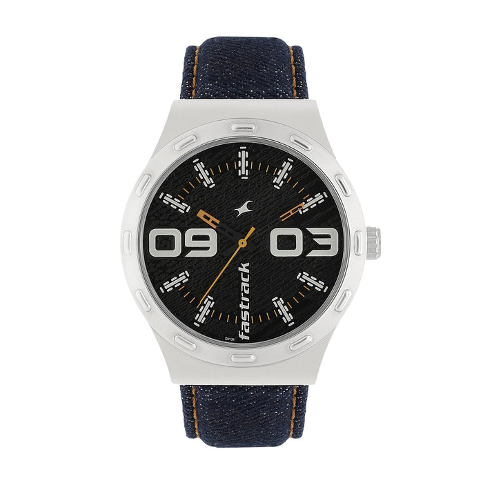 Fastrack Black Dial Blue Denim Strap Watch 3183SL02