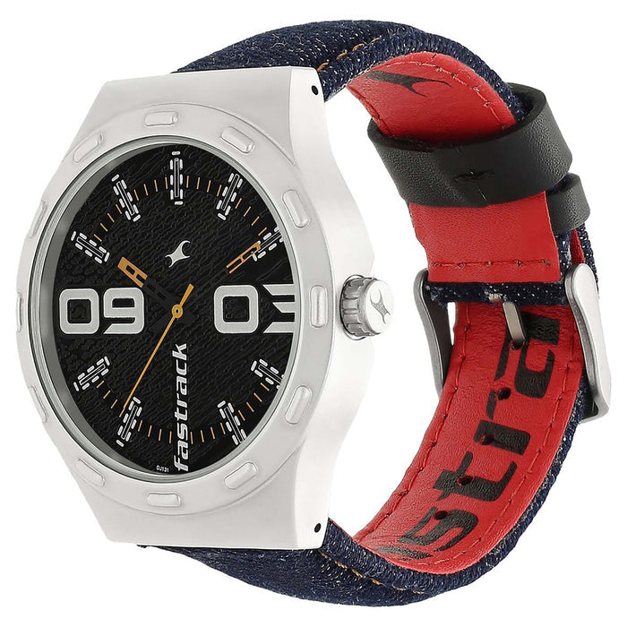 Fastrack Black Dial Blue Denim Strap Watch 3183SL02