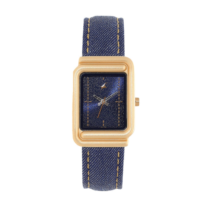 Fastrack Black Dial Blue Denim Strap Watch 6184WL01