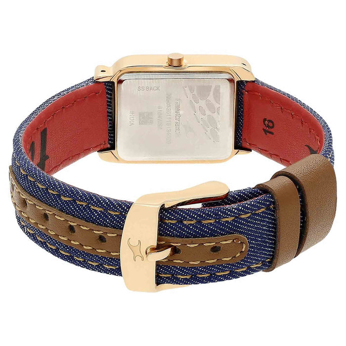 Fastrack Black Dial Blue Denim Strap Watch 6184WL01