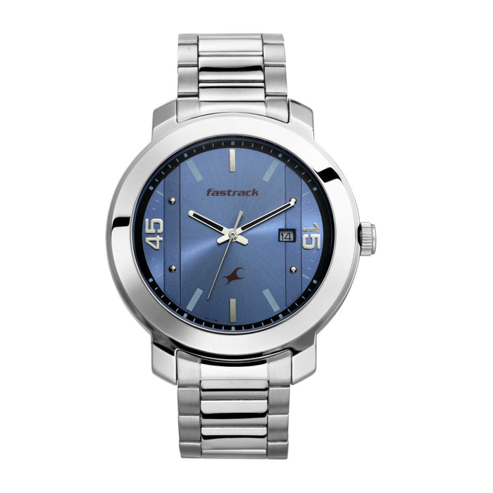 Fastrack Blue Dial Stainless Steel Strap Watch 3246SM03