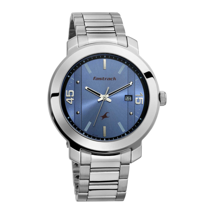 Fastrack Blue Dial Stainless Steel Strap Watch 3246SM03