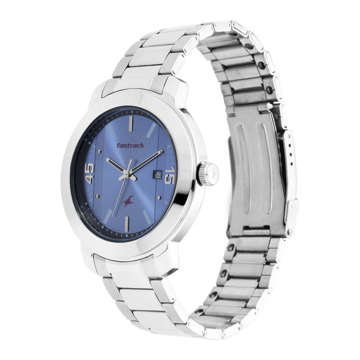 Fastrack Blue Dial Stainless Steel Strap Watch 3246SM03
