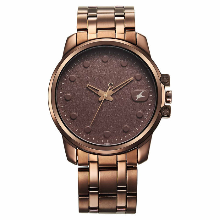 Fastrack Brown Round Dial Brown Strap Watch For Gents