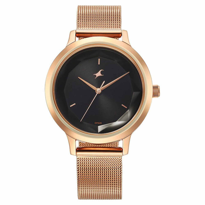 Fastrack Fleek Quartz Analog Black Dial Stainless Steel Strap Watch For Girls