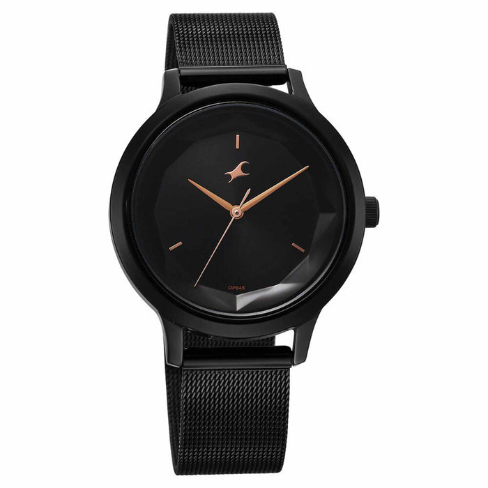 Fastrack Fleek Quartz Analog Black Dial Stainless Steel Strap Watch For Girls