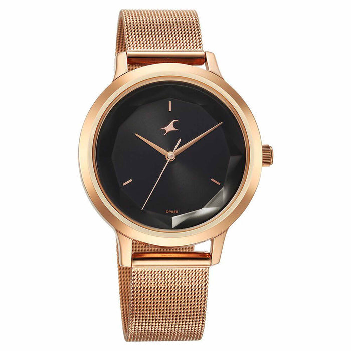 Fastrack Fleek Quartz Analog Black Dial Stainless Steel Strap Watch For Girls