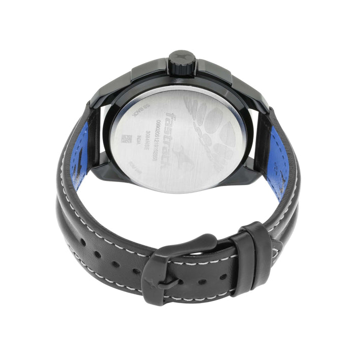 Fastrack Hitlist Quartz Analog Black Dial Leather Strap Watch for Guys