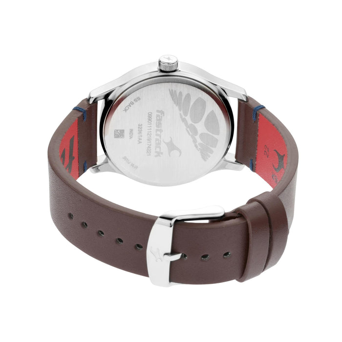 Fastrack I Love Me Quartz Analog Blue Dial Leather Strap Watch for Guys 3236SL02