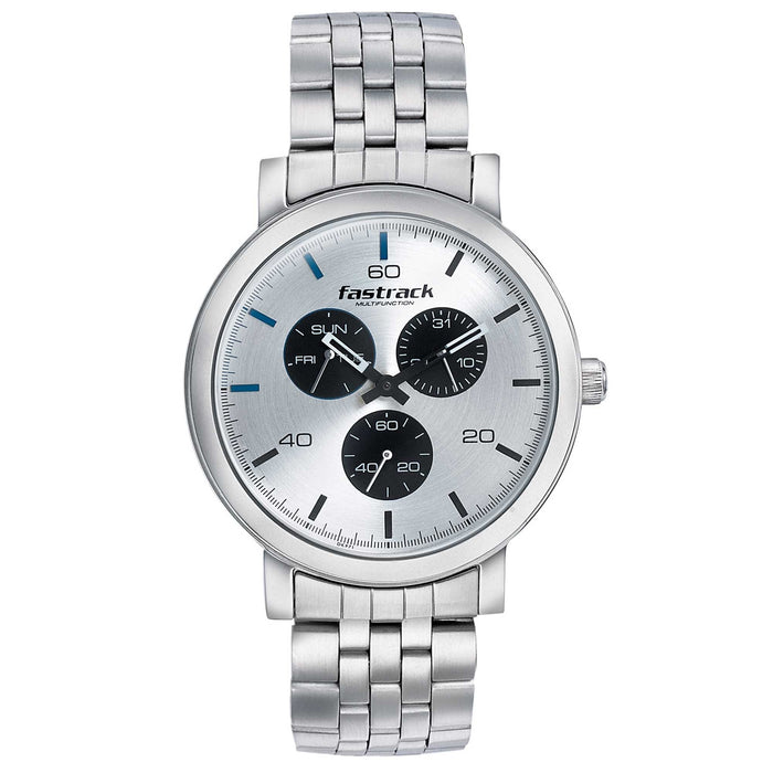 Fastrack Mens 43 mm Dial It Up Silver Dial Stainless Steel Analog Watch - 3238SM01