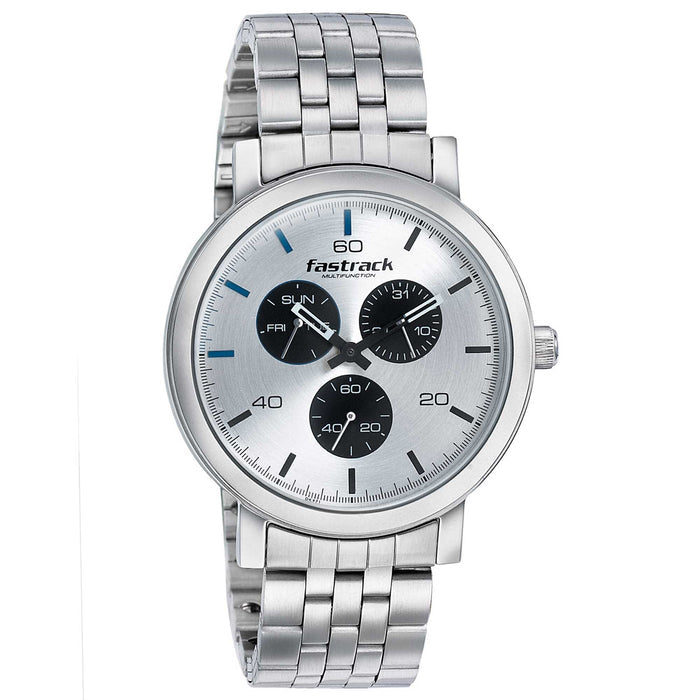 Fastrack Mens 43 mm Dial It Up Silver Dial Stainless Steel Analog Watch - 3238SM01