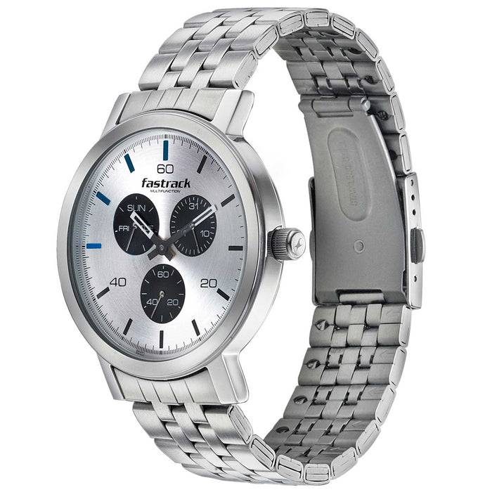 Fastrack Mens 43 mm Dial It Up Silver Dial Stainless Steel Analog Watch - 3238SM01
