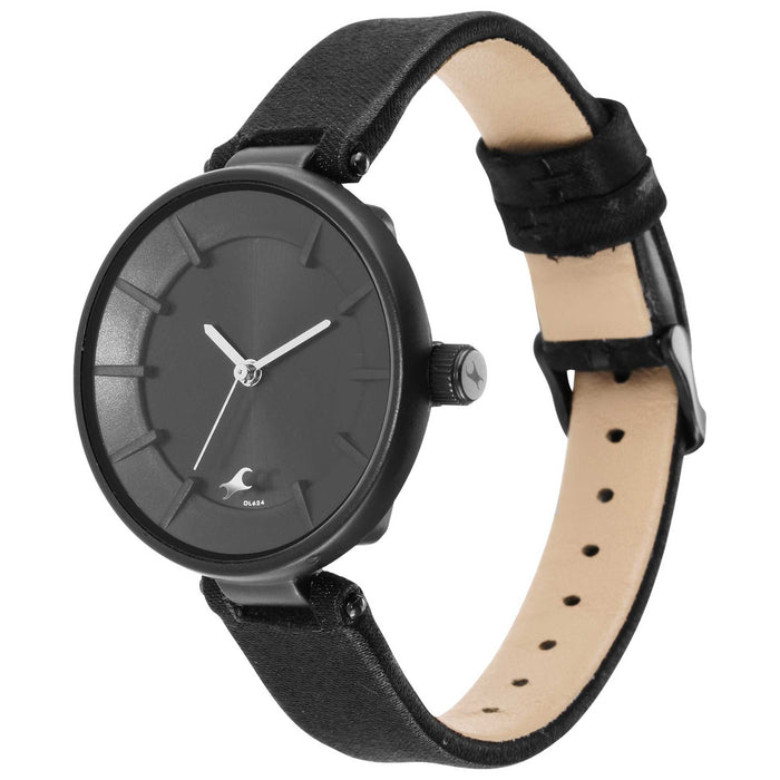 Fastrack Revibe Analog Black Dial Women's Watch-6252PF01, Black, strap