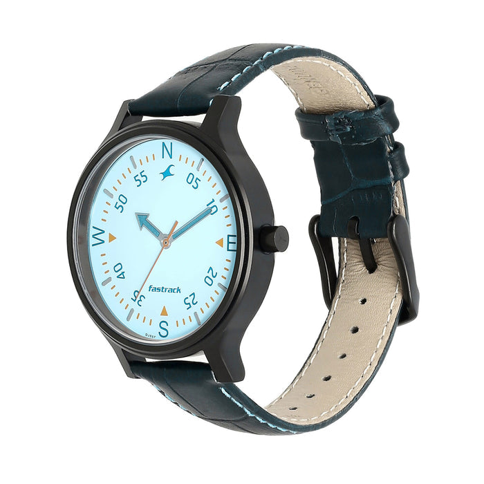 Fastrack Road Trip Blue Dial Leather Strap Watch 6189NL03