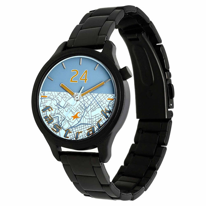 Fastrack Road Trip Blue Dial Stainless Strap Watch 6188NM01