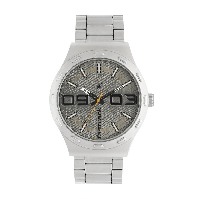 Fastrack Silver Dial Silver Stainless Steel Strap Watch 3183SM01