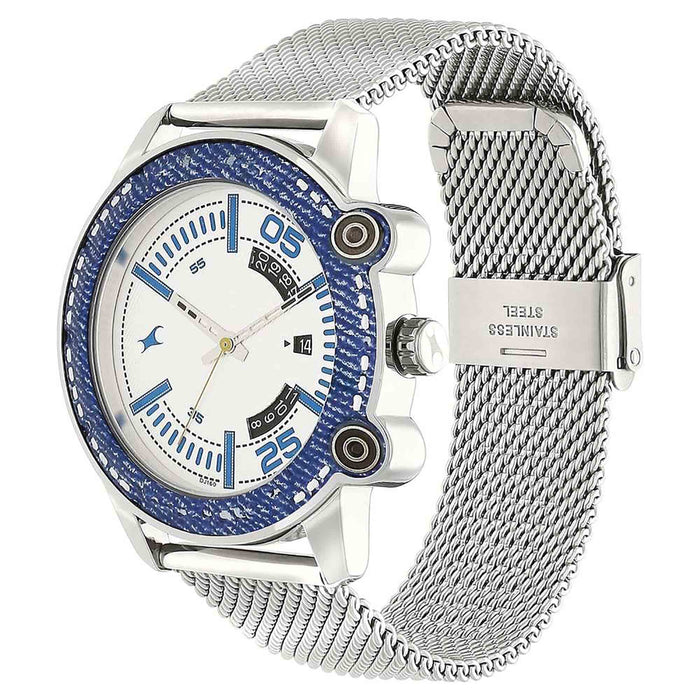 Fastrack Silver Dial Silver Stainless Steel Strap Watch 3188KM01