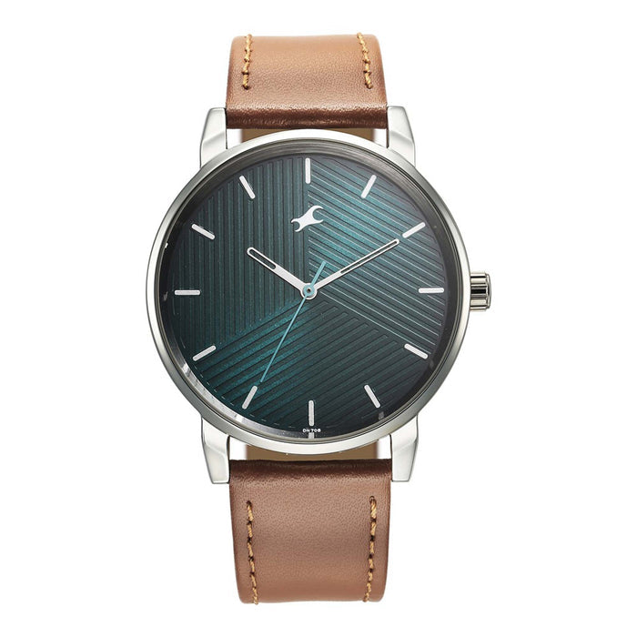 Fastrack Stunners Green Dial Leather Strap Watch for Guys 3278SL03