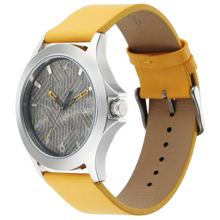 Fastrack Stunners Multicolour Dial Yellow Leather Strap Watch 3220SL03