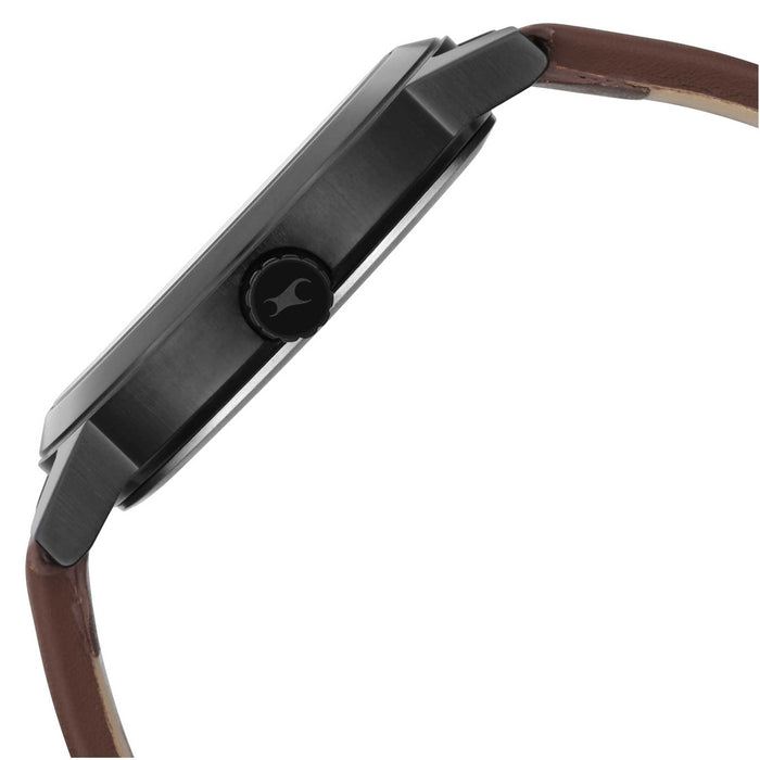 Fastrack Stunners Orange Dial Brown Leather Strap Watch 3245NL02