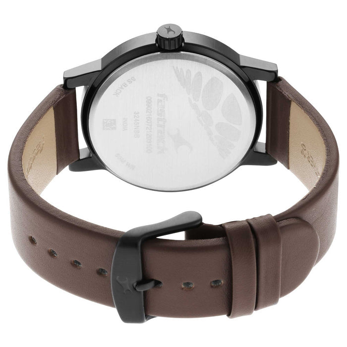 Fastrack Stunners Orange Dial Brown Leather Strap Watch 3245NL02