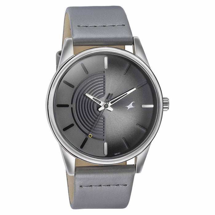 Fastrack Stunnerse Quartz Analog Grey Dial Leather Strap Watch for Guys