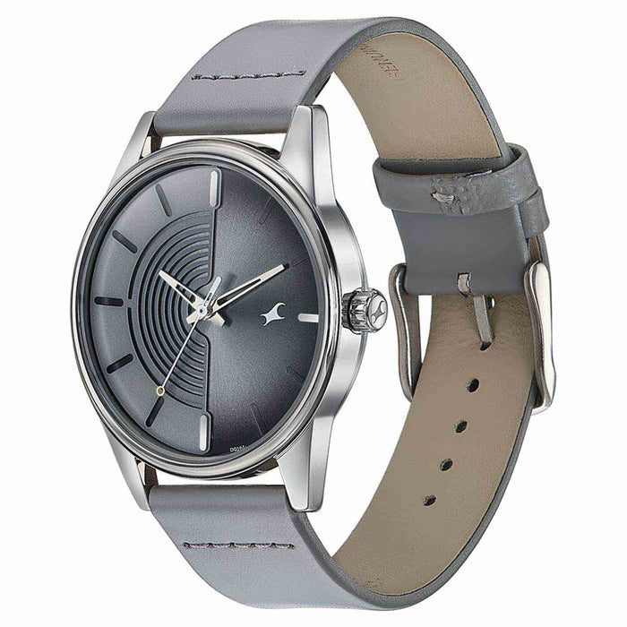 Fastrack Stunnerse Quartz Analog Grey Dial Leather Strap Watch for Guys