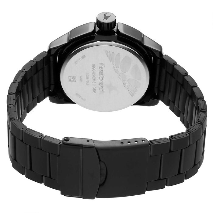 Fastrack Watch with Black Stainless Steel Strap for Guys 3089NM02, Black, bracelet
