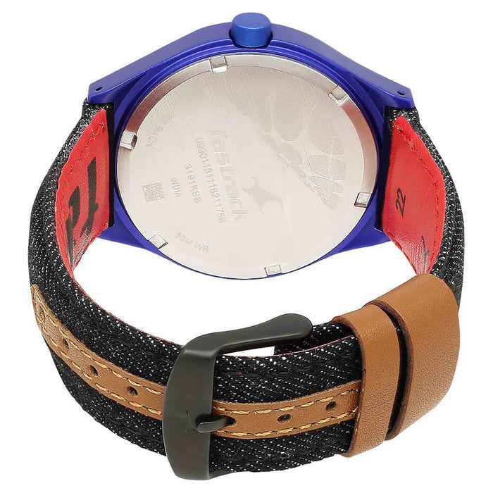 Fastrack White Dial Black Denim Strap Watch 3191AL01