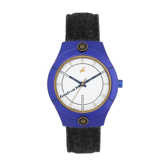 Fastrack White Dial Black Denim Strap Watch 6178AL01