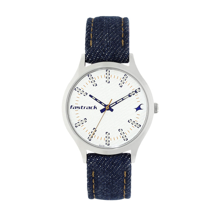 Fastrack White Dial Blue Denim Strap Watch 6180SL01