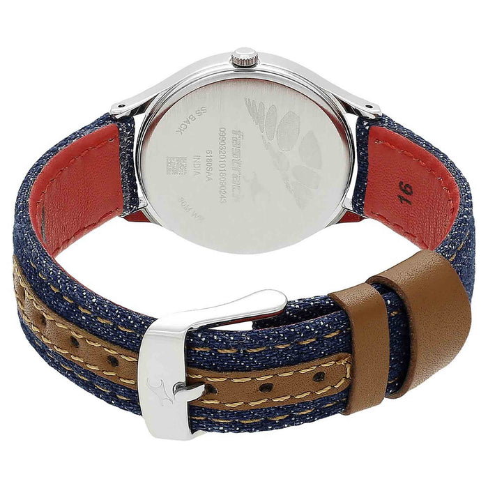Fastrack White Dial Blue Denim Strap Watch 6180SL01