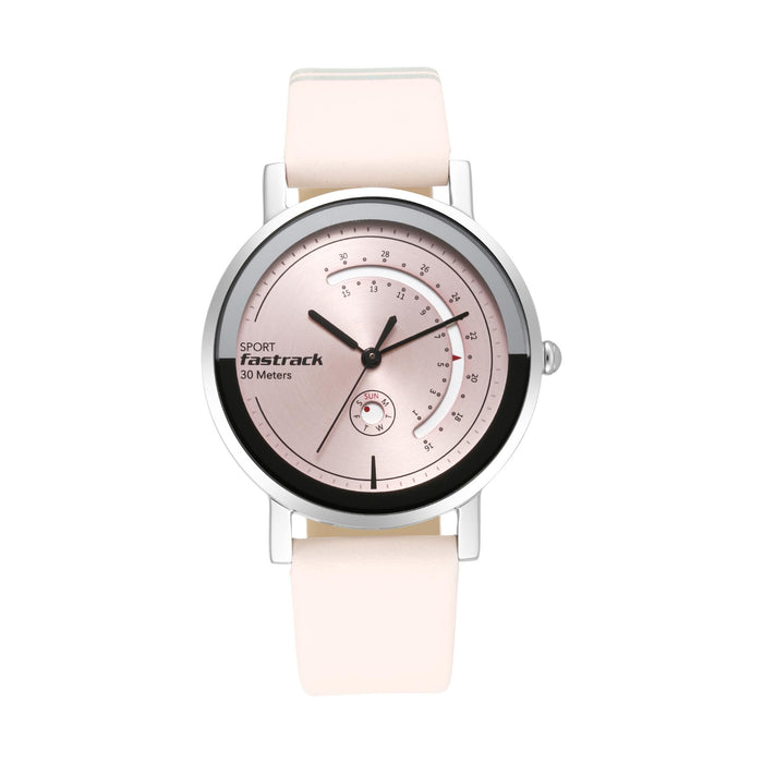 Fastrack Women Leather Pink Dial Analog Watch -Nr6172Sl03, Band Color-Pink