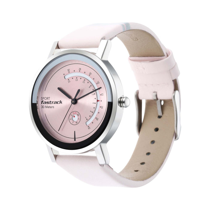 Fastrack Women Leather Pink Dial Analog Watch -Nr6172Sl03, Band Color-Pink