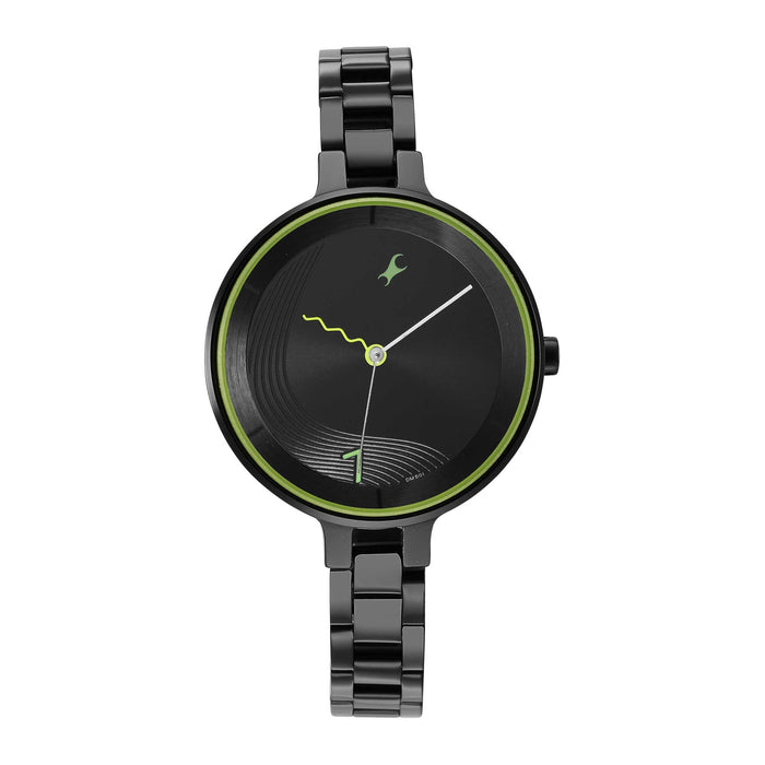 Fastrack Women Metal Black Dial Analog Watch -Nr6265Nm01, Band Color-Black