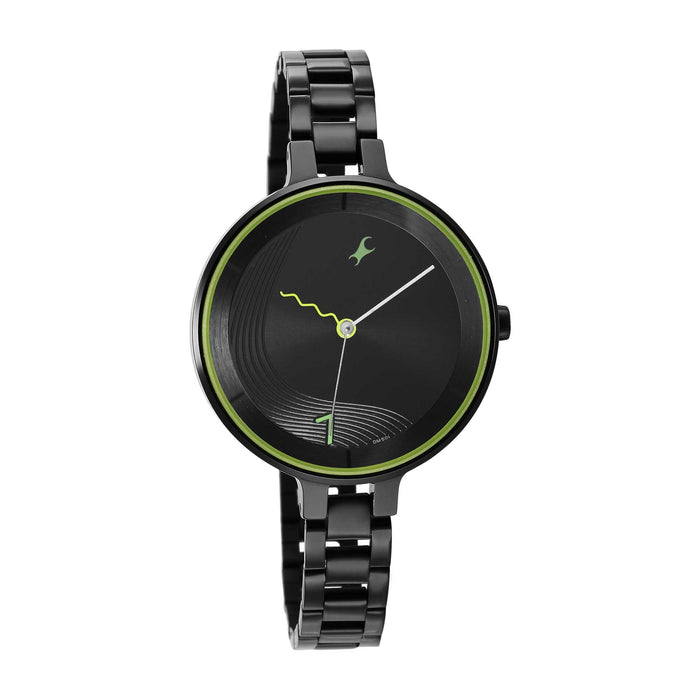 Fastrack Women Metal Black Dial Analog Watch -Nr6265Nm01, Band Color-Black