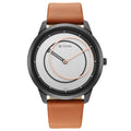 Geometrix Silver Dial Leather Strap Watch 1801QL01