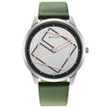 Geometrix Silver Dial Leather Strap Watch 1801SL01