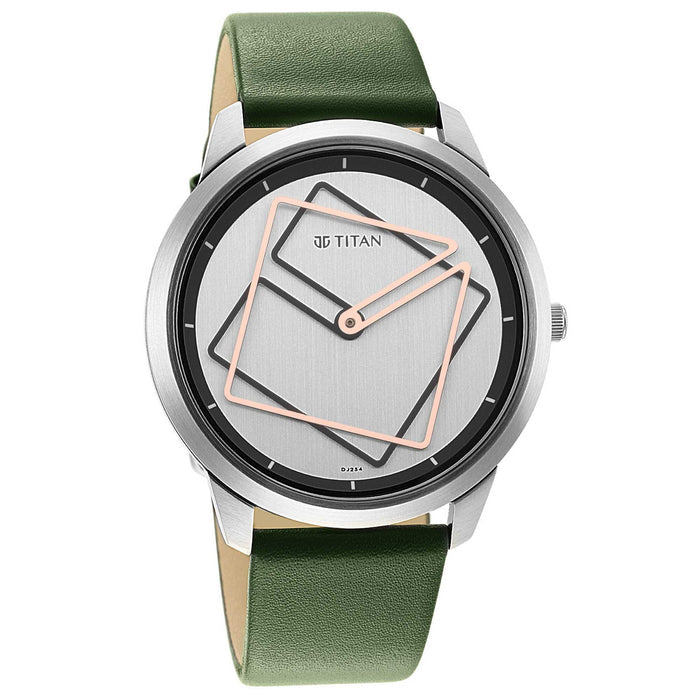 Geometrix Silver Dial Leather Strap Watch 1801SL01