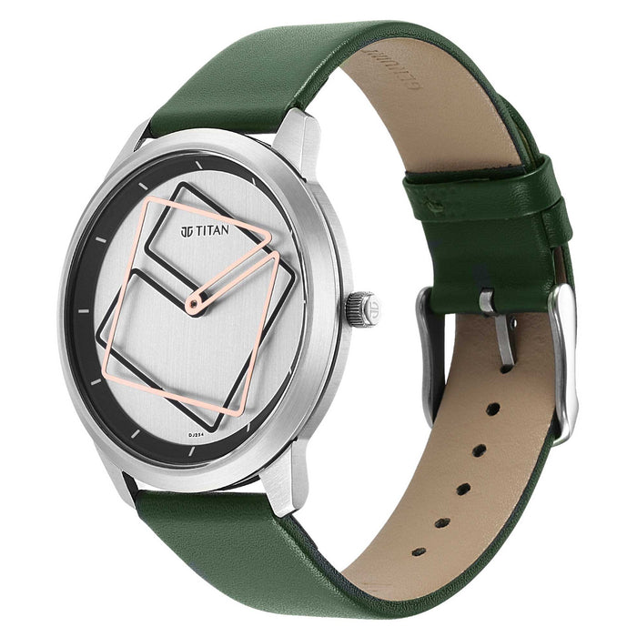 Geometrix Silver Dial Leather Strap Watch 1801SL01