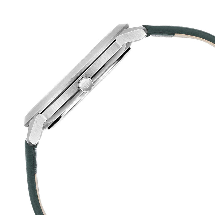 Geometrix Silver Dial Leather Strap Watch 1801SL01