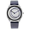 Geometrix Silver Dial Leather Strap Watch 1801SL02