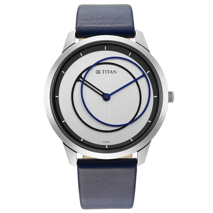 Geometrix Silver Dial Leather Strap Watch 1801SL02