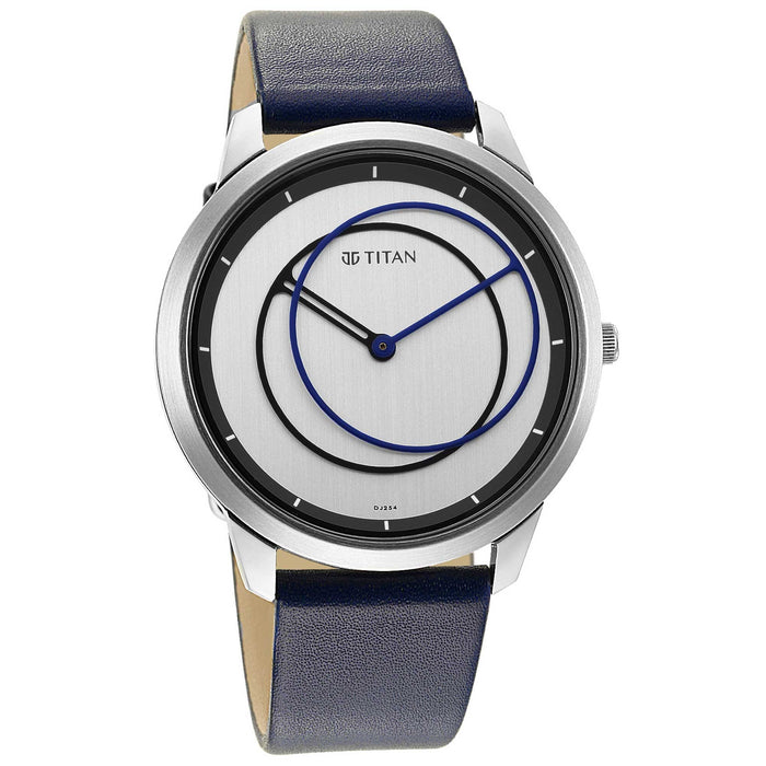 Geometrix Silver Dial Leather Strap Watch 1801SL02