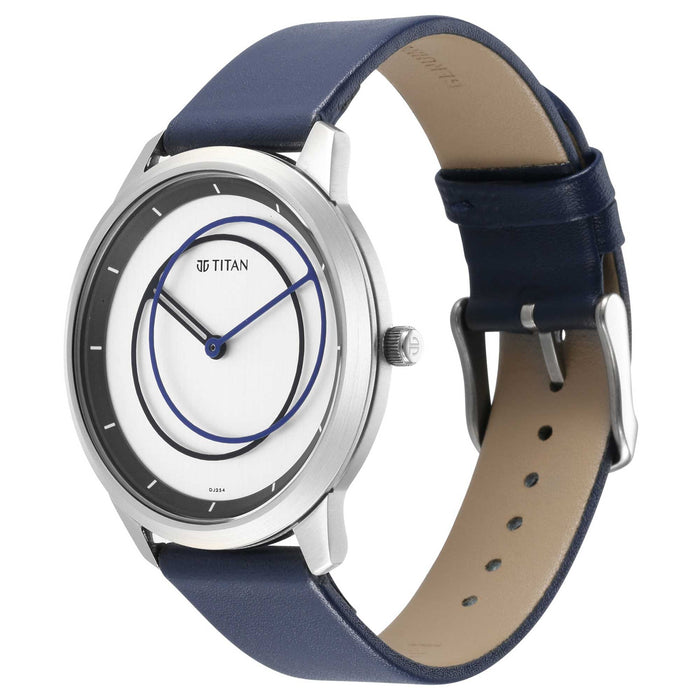 Geometrix Silver Dial Leather Strap Watch 1801SL02
