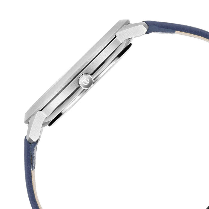 Geometrix Silver Dial Leather Strap Watch 1801SL02