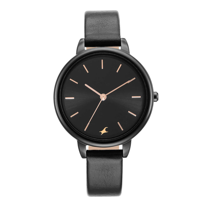 Glitch Black Dial Black Leather Strap Watch 6234NL01