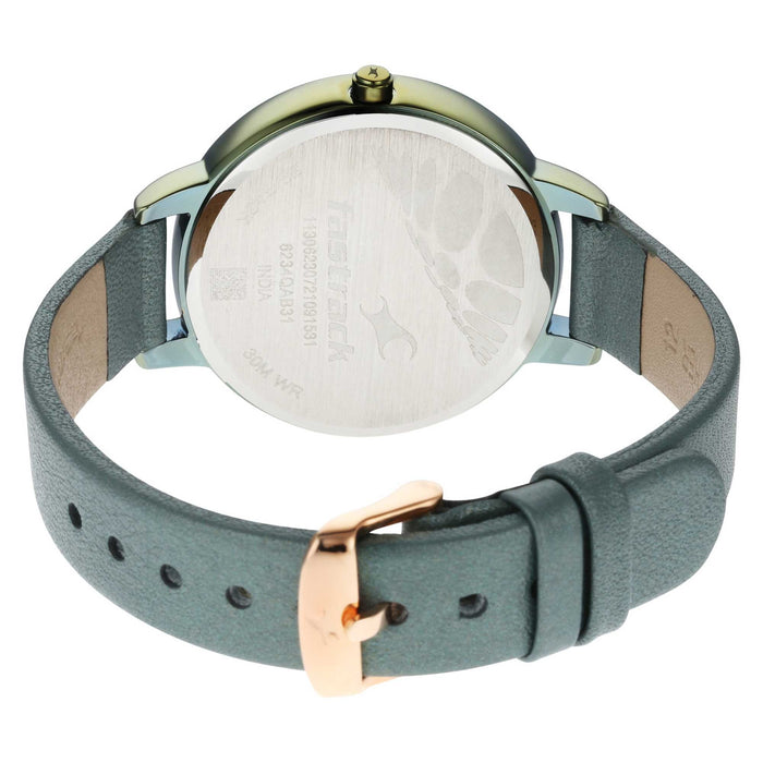 Glitch blue Dial Green Leather Strap Watch 6234QL02